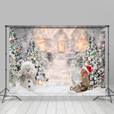 Lofaris Winter Snowy Pine Tree Snowman Outdoor Backdrop